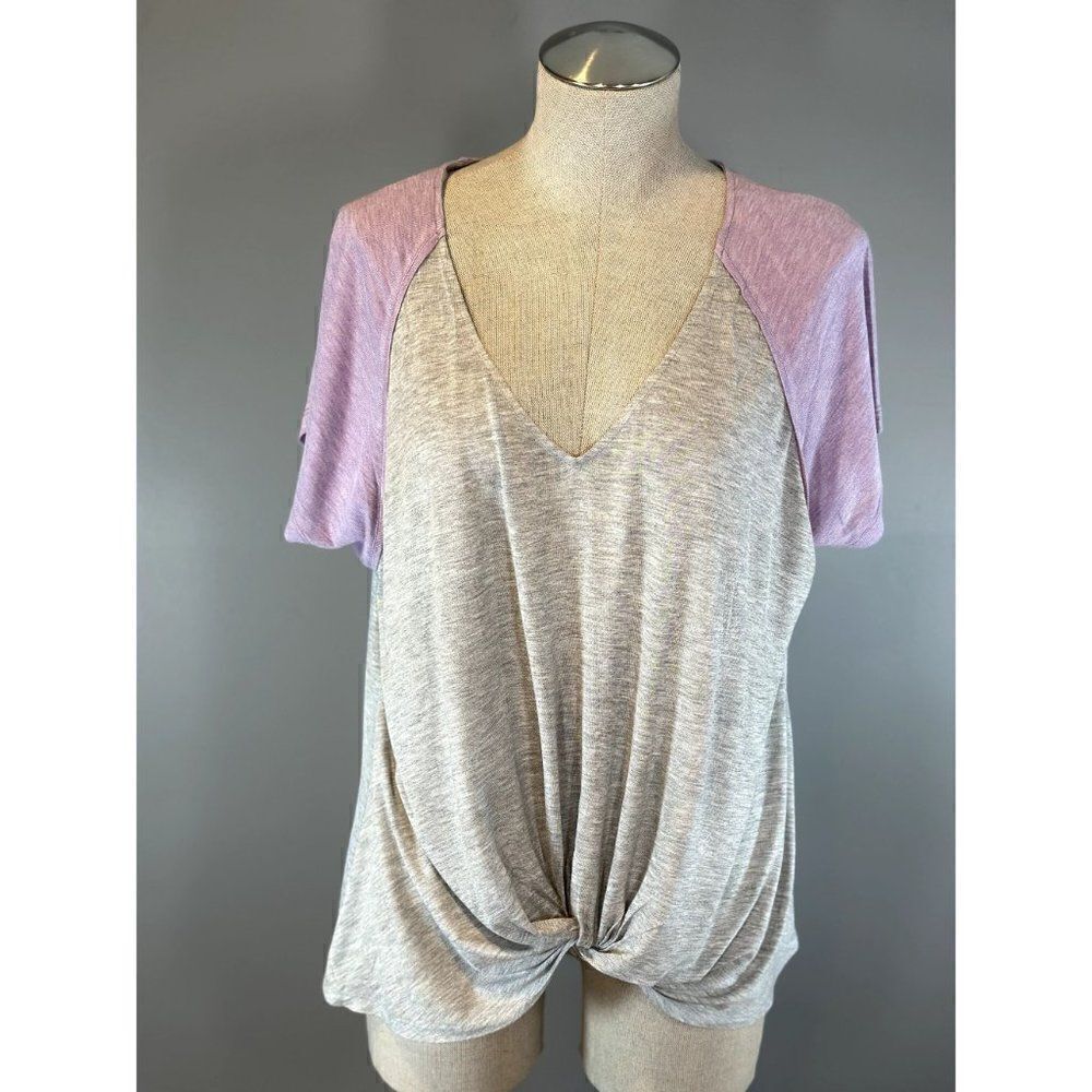 Anthropologie NEW Last April Twist Front Tee in Lilac Size L